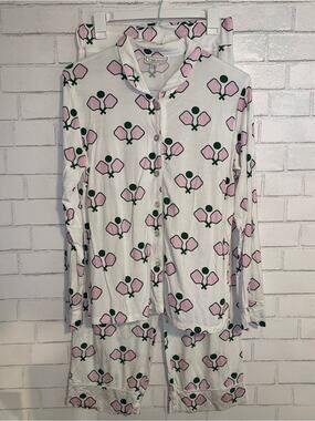 TOSS DESIGNS Mark & Graham $129 Pink & Green Pickleball PJ Pajama MED EUC